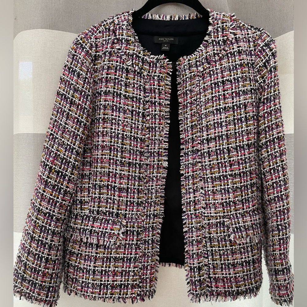 Ann Taylor jacket / blazer, Size 8 Petite, multicolored tweed